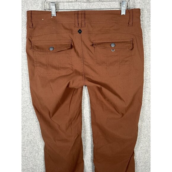 PrAna Womens 12 TALL Outdoor Pants Burnt Orange Stretch Tab Hems Drawstring - Picture 7 of 16